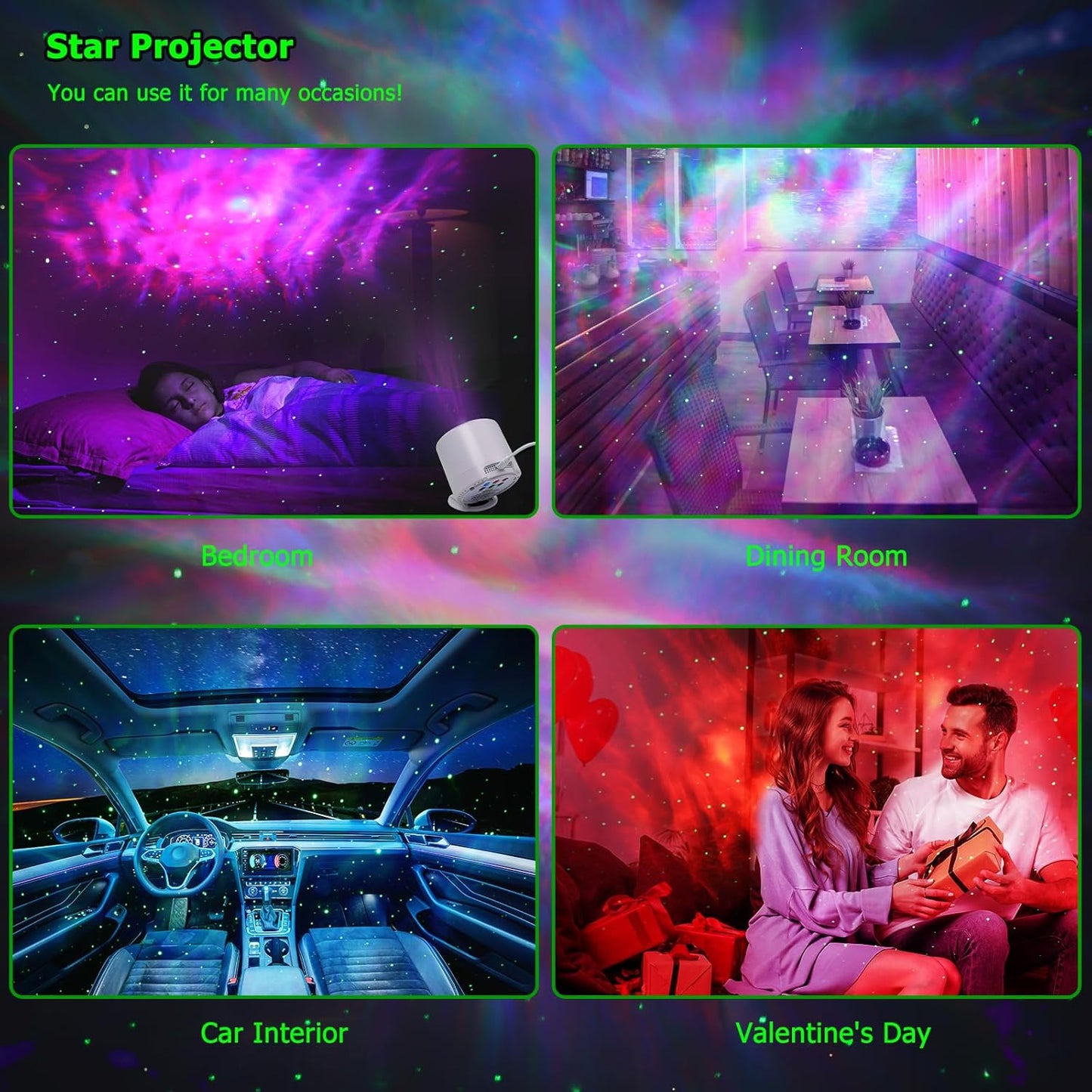 Galaxy Night Light Projector with 7 LED Colors – Cute Christmas and Valentine's Day Gift for Her, Him, and Teens, Bedroom Mood Lighting