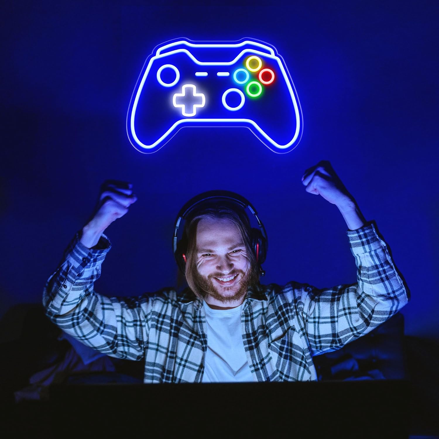 Gamer Neon Sign – Stylish Living Room Accent Light for Game Themed Decor, Dimmable LED Neon Wall Piece