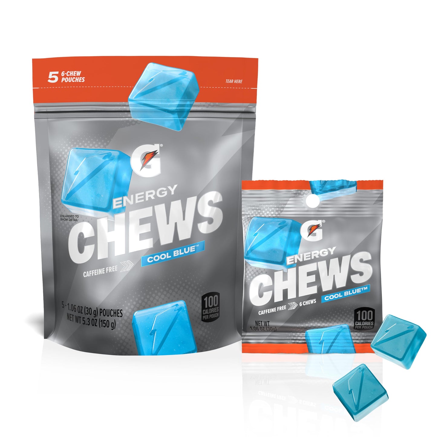 Gatorade Energy Chews Cool Blue – Youth Sports Sideline Snack, Caffeine-Free Gummy Pack for Parents Packing Tournament Lunches
