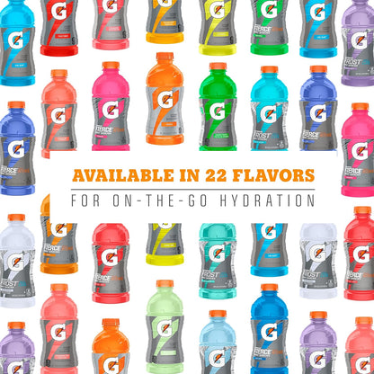 Gatorade Hydration Drink for Hiking and Park Outings, 20 oz Cool Blue Glacier Freeze Riptide Pack of 12
