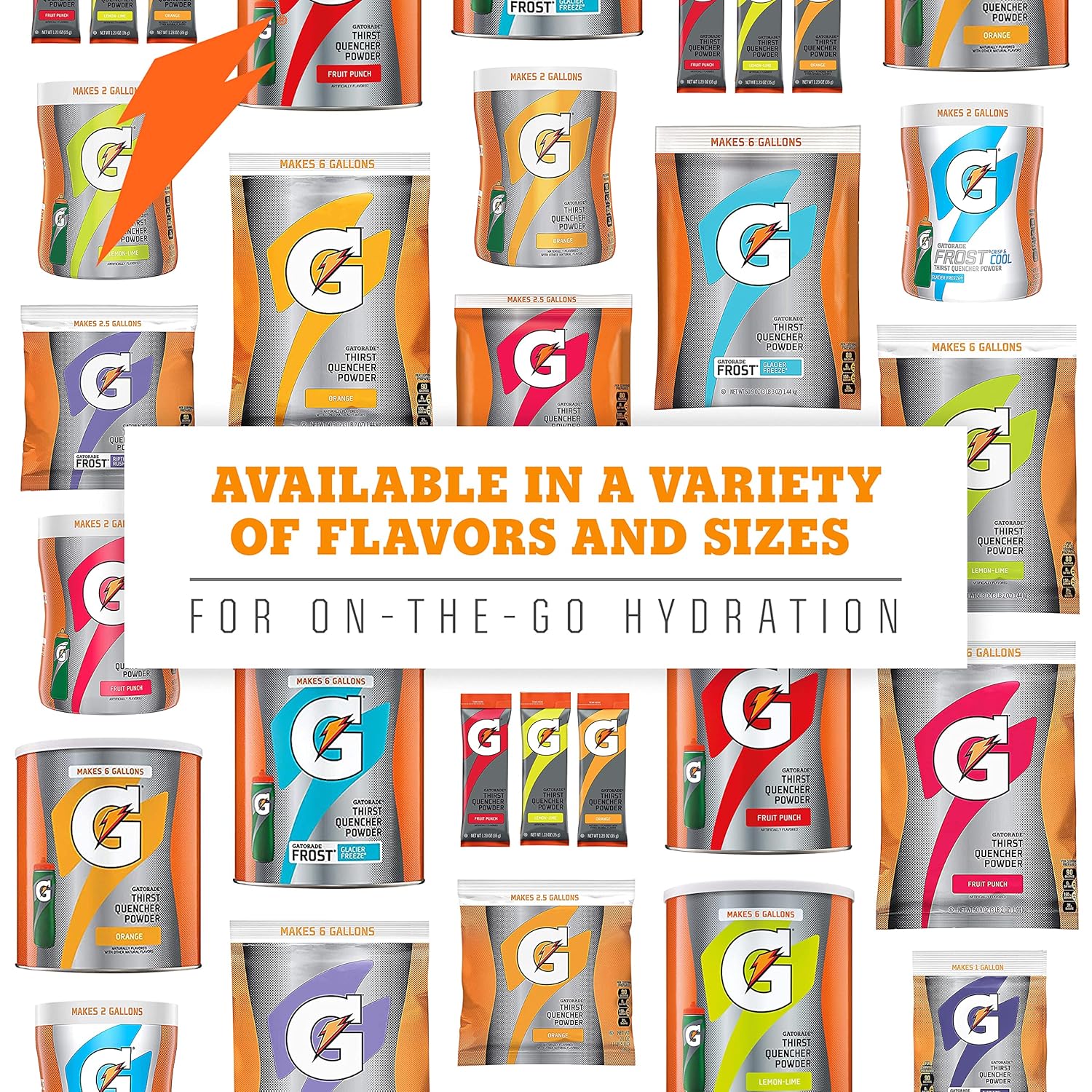 Gatorade Powdered Hydration Sticks – Single-Serve Electrolyte Mix for Backpacking and Trail Running, Variety Pack