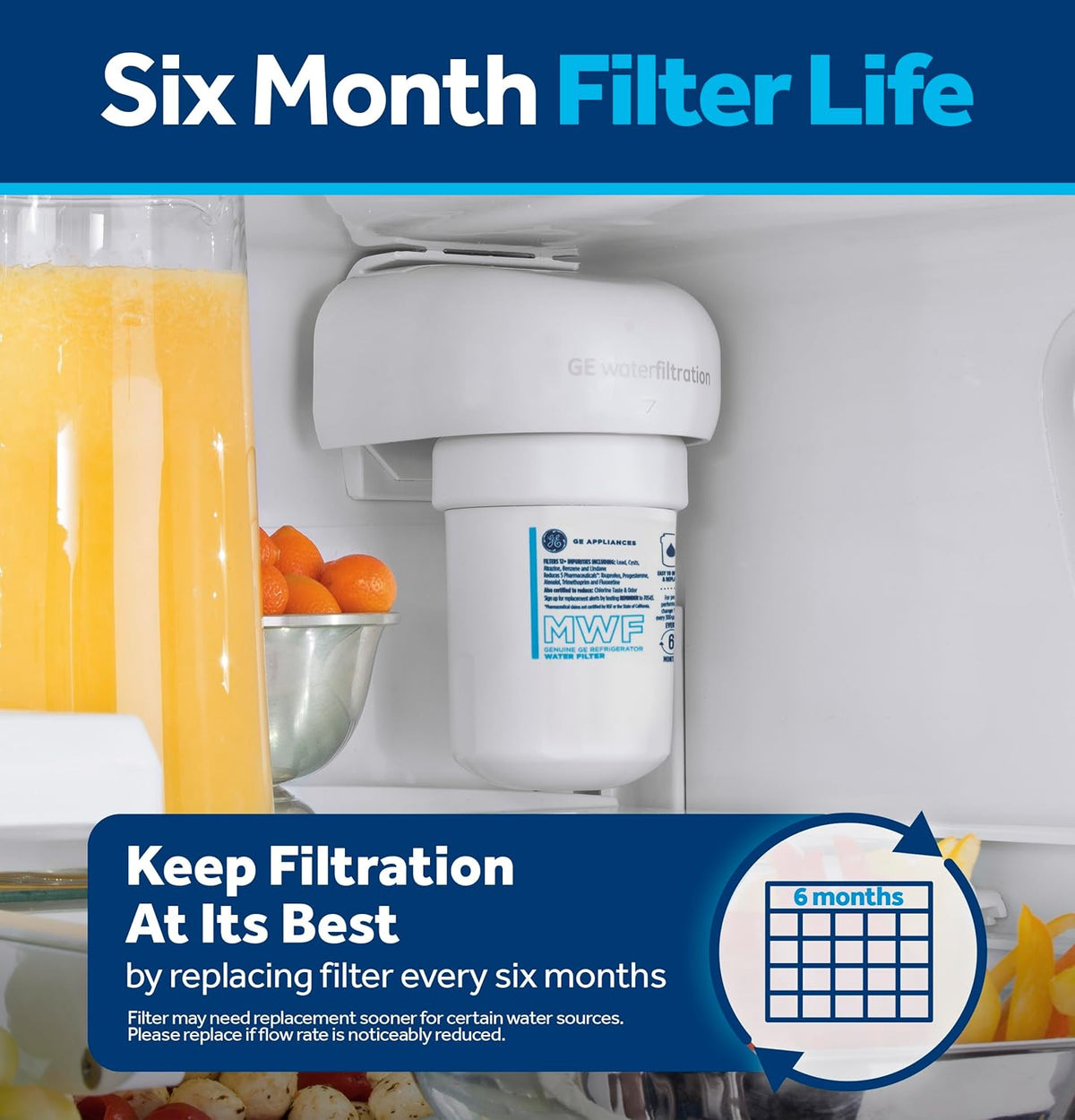 GE MWF Water Filter – Dependable Safe Hydration for Kitchens Serving Kids and Pets, 6 Month Filter Life
