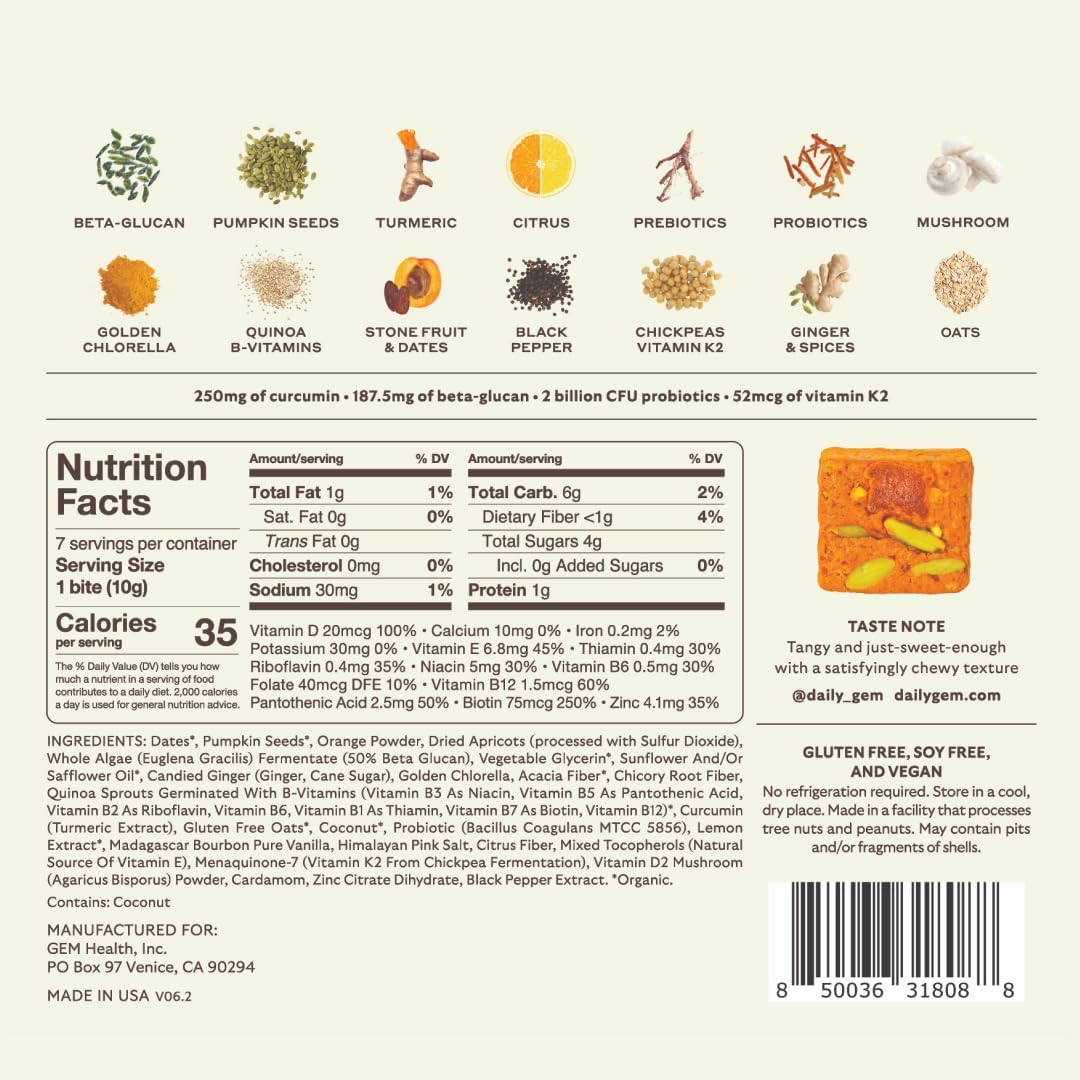 GEM Daily Bites – Clean-Design Supplement for Minimalist Kitchens, Neutral Chewable with No Added Sugar
