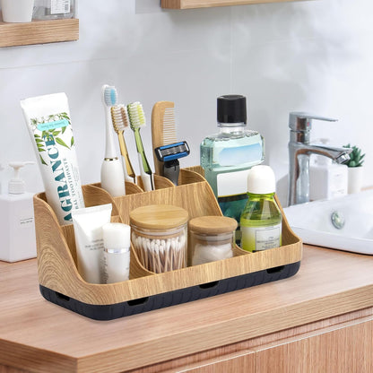 GFWARE Countertop Toothbrush Stand – Intentional Design for Clutter-Free Bathroom, 7 Compartments Replace Multiple Dispensers