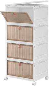 CTSNSLH Foldable Storage Bins 4 Tier 36QT - Simple Aesthetic Organizer for Capsule Wardrobe and Apartment Closet