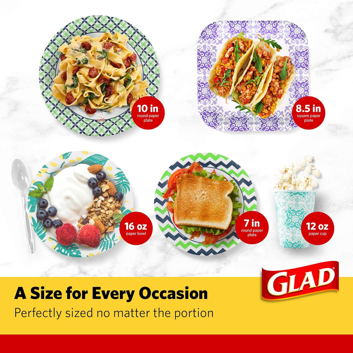 Glad Cut Resistant Floral Plates – Designer Look Disposable Plates for Holiday Buffets and Dinner Party Styling, 100 Pack