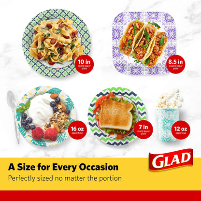Glad Cut Resistant Floral Plates – Designer Look Disposable Plates for Holiday Buffets and Dinner Party Styling, 100 Pack