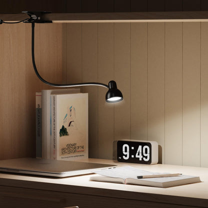 Glocusent Clean Design Book Light - Intentional Bedroom Reading Solution, Neutral Gooseneck Lamp with Metal Clamp