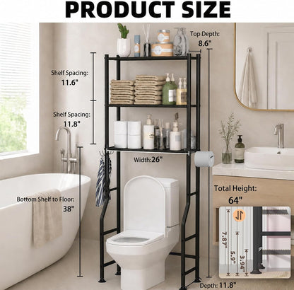 GloTika Over Toilet Organizer – Secure No-Drill Bathroom Storage for Kids and Pet-Friendly Spaces