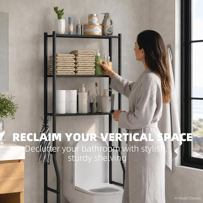 GloTika Over Toilet Organizer – Secure No-Drill Bathroom Storage for Kids and Pet-Friendly Spaces