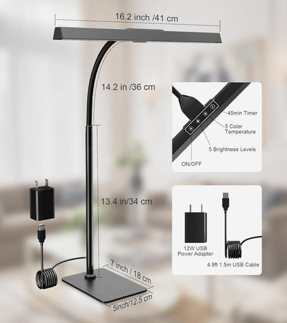GlowStar USB Desk Lamp with Gooseneck for Work-from-Home Setup, Dimmable Eye-Caring Light Bar for 15-30 Inch Monitors