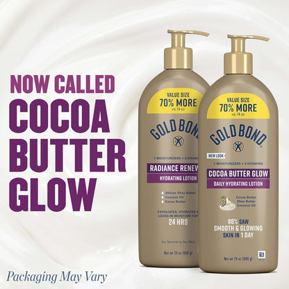 Gold Bond Cocoa Butter Glow Body Lotion for a Wind-Down Wellness Routine and Whole-Body Hydration