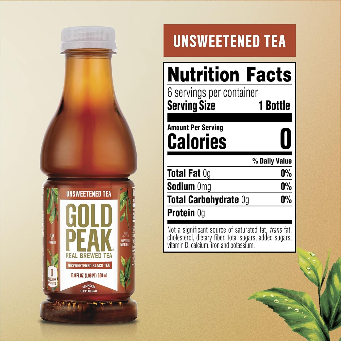 Gold Peak Real Brewed Tea – Guilt-Free Afternoon Refreshment for Health-Conscious Drinkers, 16.9 fl oz 6 Pack