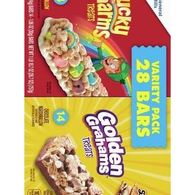 Golden Grahams Lucky Charms Cereal Bars – Portable Snack for Road Trips, Picnics, and Park Days, 28 Individually Wrapped