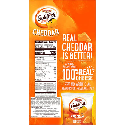 Goldfish Cheddar Cheese Crackers – Adult Desk Lunch Side for Sandwich Pairing, 20 Individual Packs