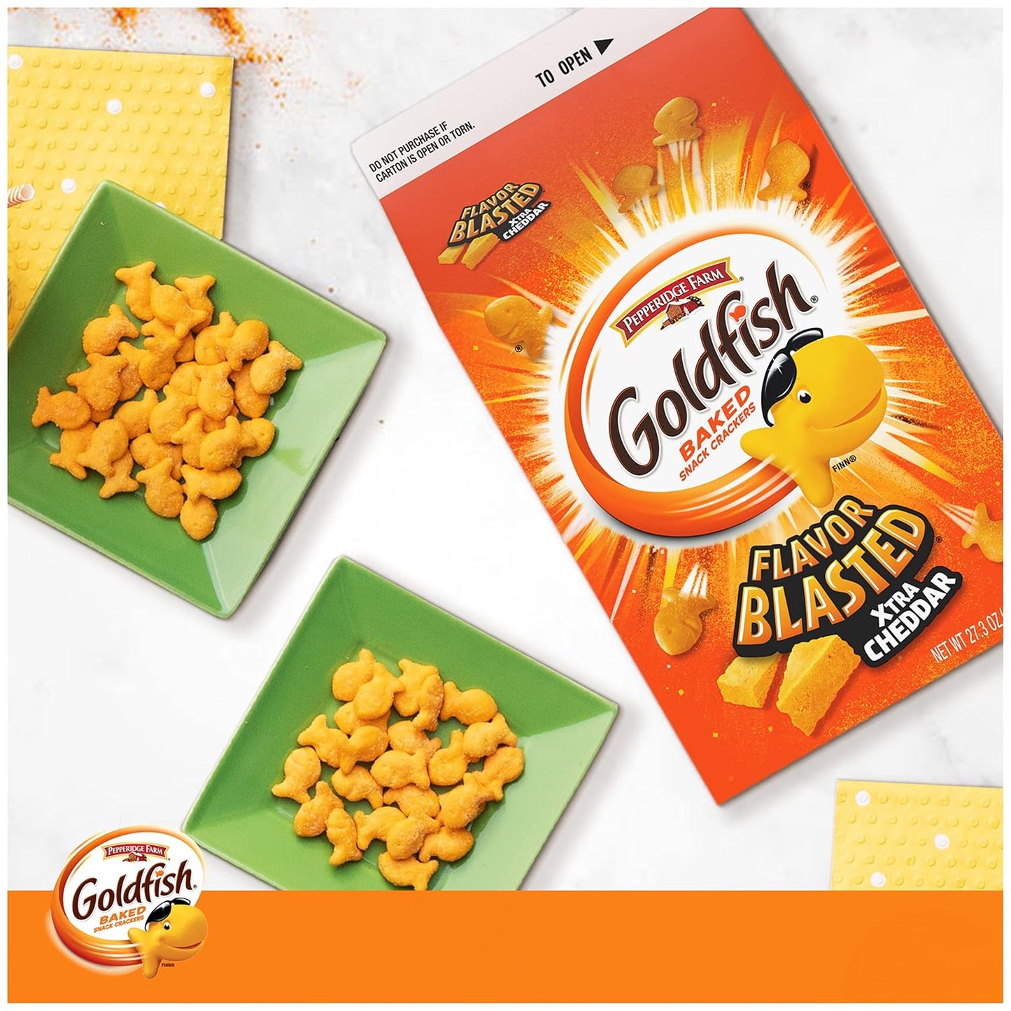 Goldfish Cheddar Cheese Crackers – Kid-Friendly Lunchbox Snack for School Lunches and After-School Munching, 27.3 oz Family Carton