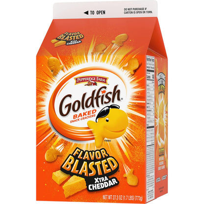 Goldfish Cheddar Cheese Crackers – Kid-Friendly Lunchbox Snack for School Lunches and After-School Munching, 27.3 oz Family Carton