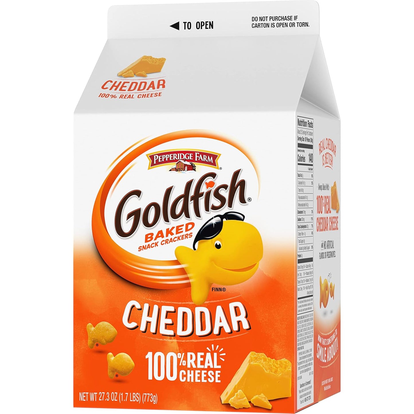 Goldfish Cheddar Cheese Crackers – Parent-Approved Lunchbox Snack for the Playroom and School Lunch Table, Real Cheese 27.3 oz Carton