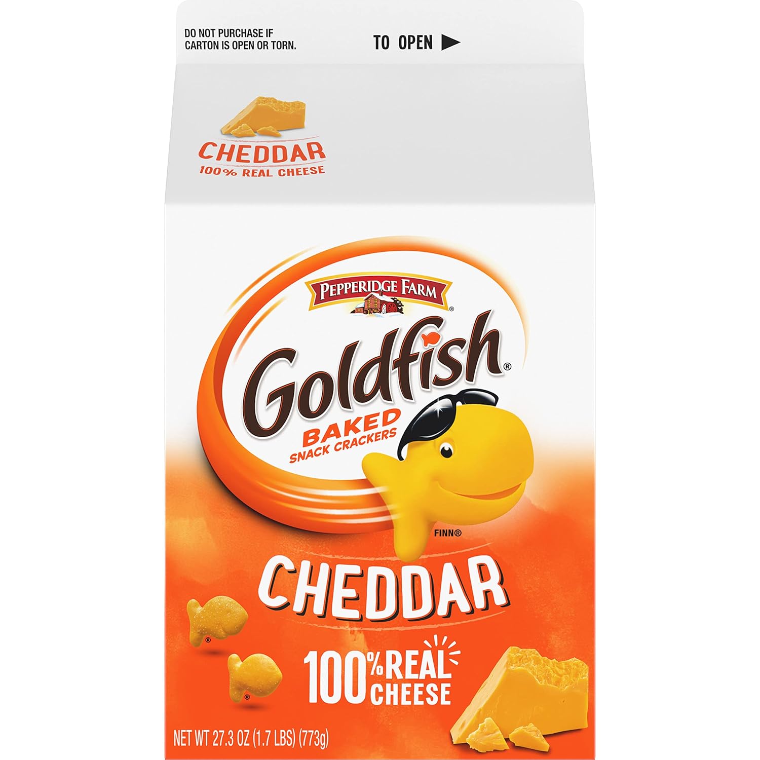 Goldfish Cheddar Cheese Crackers – Parent-Approved Lunchbox Snack for the Playroom and School Lunch Table, Real Cheese 27.3 oz Carton