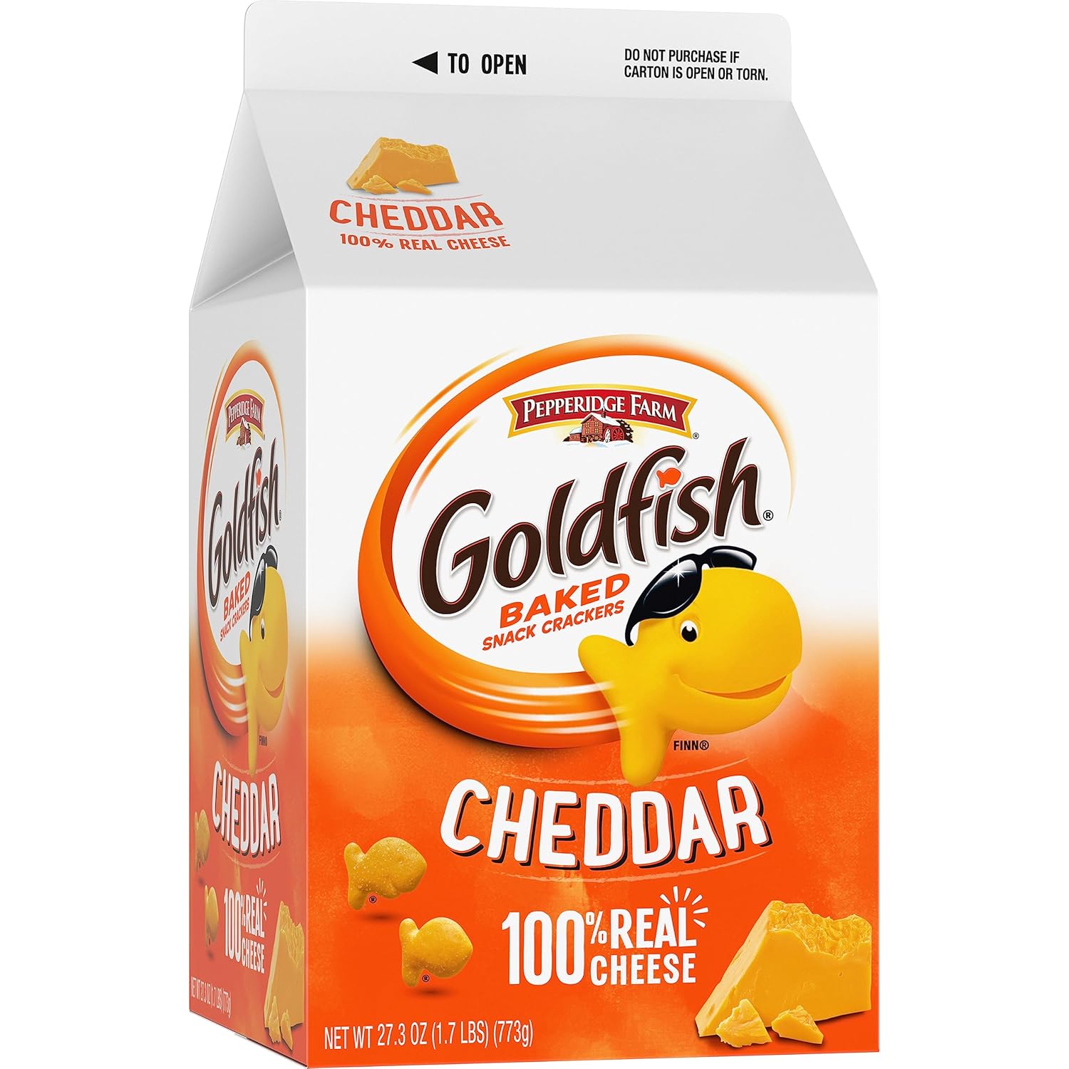 Goldfish Cheddar Cheese Crackers – Parent-Approved Lunchbox Snack for the Playroom and School Lunch Table, Real Cheese 27.3 oz Carton