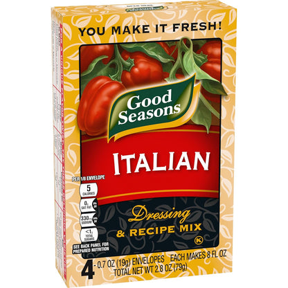 Good Seasons Italian Herb Seasoning – Portable Dry Marinade for Camping Meals, Tailgates, and Backyard Cookouts, 4 ct Box