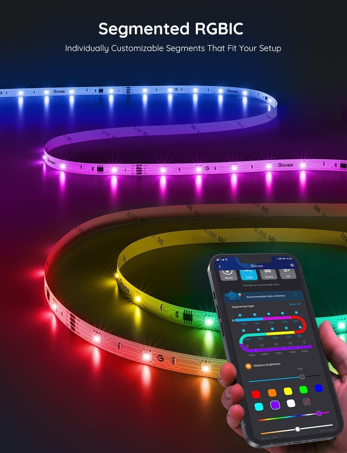 Govee RGBIC LED Strip Lights – Holiday Tech Gift for Gamers and Streamers, RGBIC Reactive Backdrop, 16.4ft
