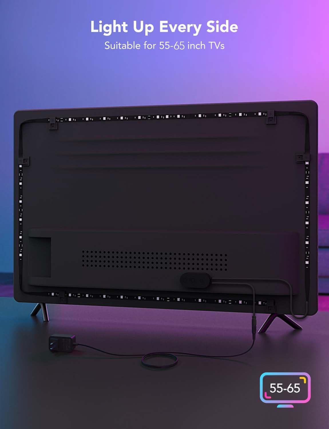 Govee RGBIC TV Backlight – Birthday Gift for Mom, Easy App-Controlled Mood Lighting for 55-65 Inch TVs