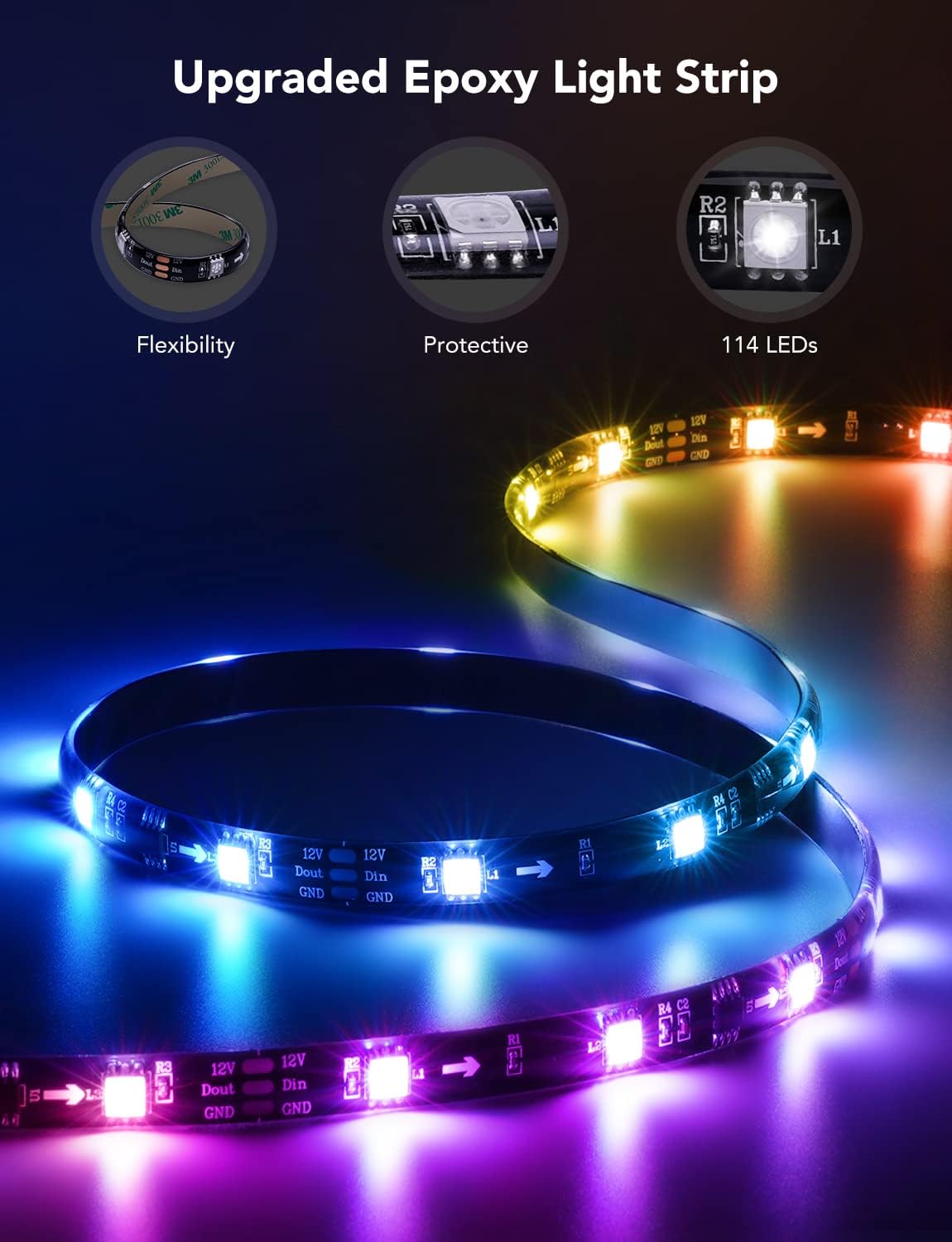 Govee RGBIC TV Backlight – Birthday Gift for Mom, Easy App-Controlled Mood Lighting for 55-65 Inch TVs