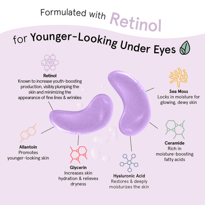grace & stella Eye Patches - Romantic Valentine's Day Gift for Her, Restoring Gel Masks with Retinol, Bronze, 24 Pairs