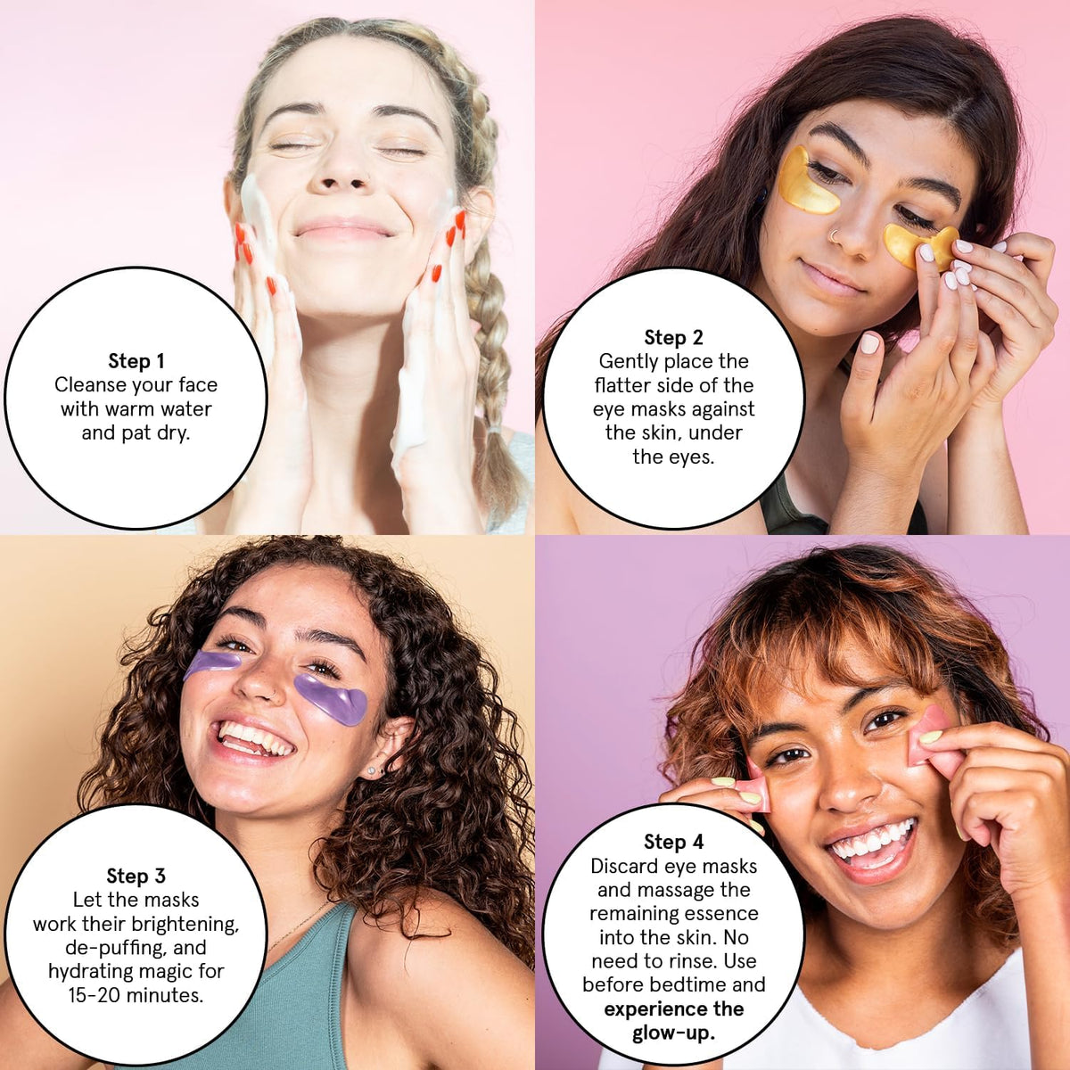grace & stella Eye Patches - Romantic Valentine's Day Gift for Her, Restoring Gel Masks with Retinol, Bronze, 24 Pairs