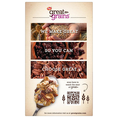 Great Grains Raisin Date Pecan Cereal – 32g Whole Grains per Bowl for Daily Wellness and Heart Health, 16 oz Box