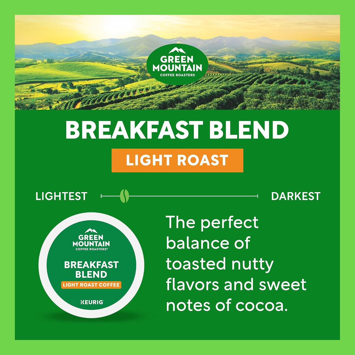 Green Mountain Coffee Roasters Breakfast Blend K-Cup Pods – Pantry Coffee for Hybrid Workers and Side Hustlers, 96 Count