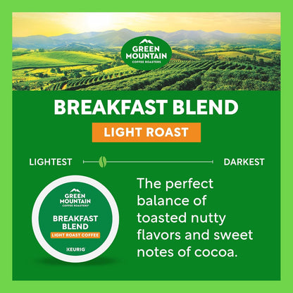 Green Mountain Coffee Roasters Breakfast Blend K-Cup Pods – Pantry Coffee for Hybrid Workers and Side Hustlers, 96 Count