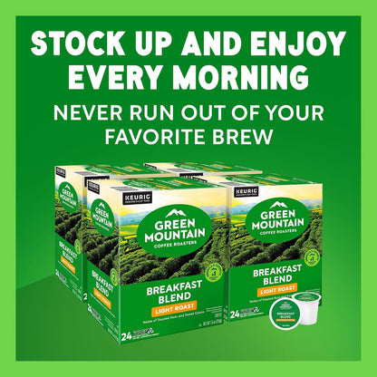 Green Mountain Coffee Roasters Breakfast Blend K-Cup Pods – Pantry Coffee for Hybrid Workers and Side Hustlers, 96 Count