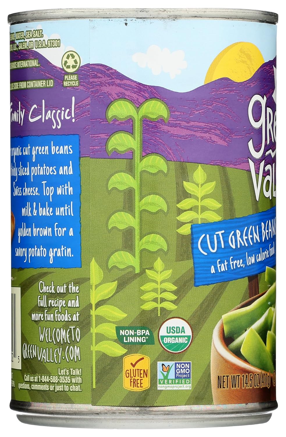 Green Valley Organic Cut Green Beans – No-Refrigeration Organic Cut Beans for Cabin Pantry and Outdoor Trips, 5-Pack