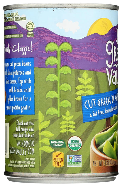 Green Valley Organic Cut Green Beans – No-Refrigeration Organic Cut Beans for Cabin Pantry and Outdoor Trips, 5-Pack