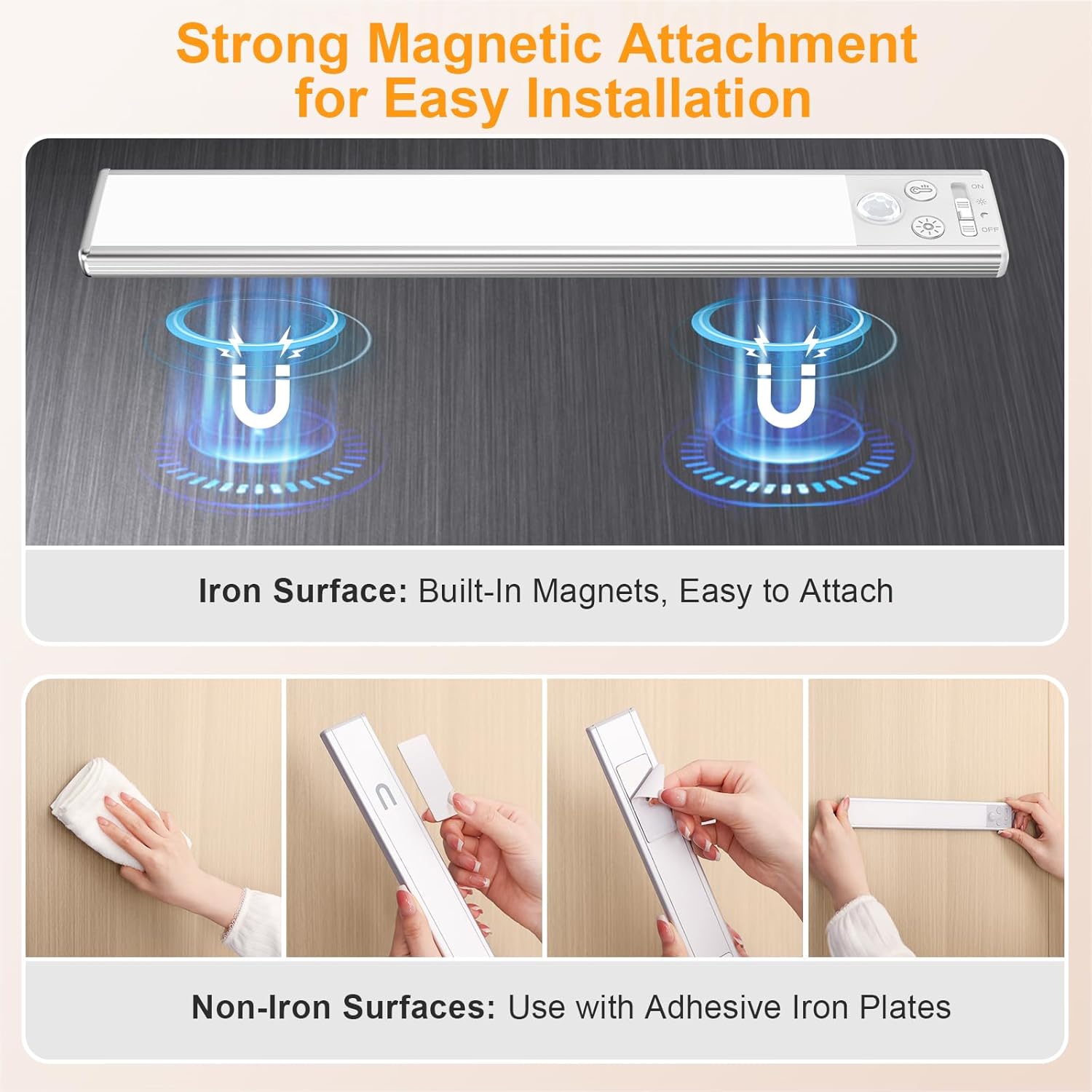 Gritin Rechargeable Closet Light - 120 Degree Auto Sensor for Safe Bedside Navigation After Dark