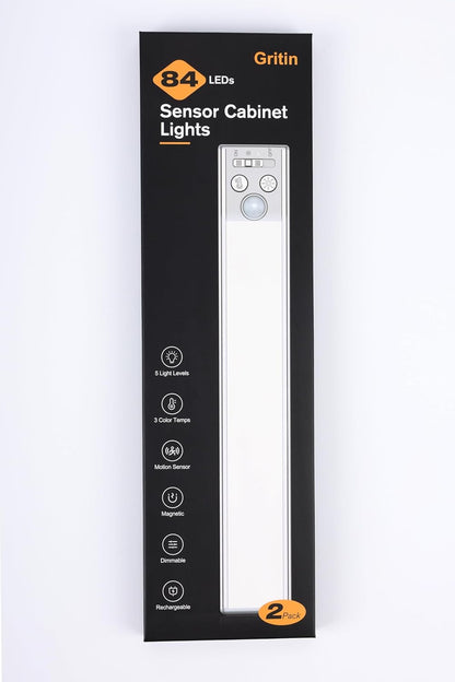 Gritin Rechargeable Closet Light - 120 Degree Auto Sensor for Safe Bedside Navigation After Dark