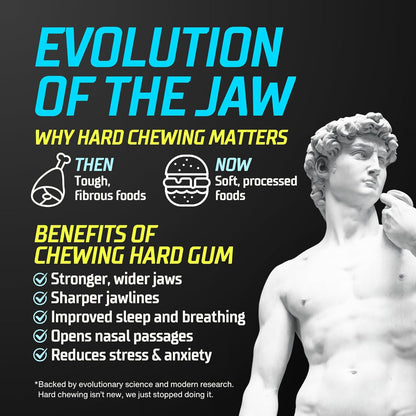 GYMGUM Jawline Gum Ultra Hard Chewing Gum | Study Room Concentration Booster for Long Pomodoro Sessions