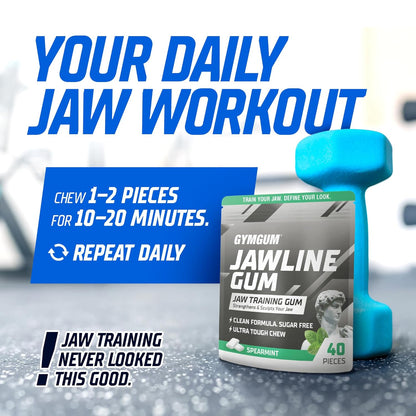 GYMGUM Jawline Gum Ultra Hard Chewing Gum | Study Room Concentration Booster for Long Pomodoro Sessions