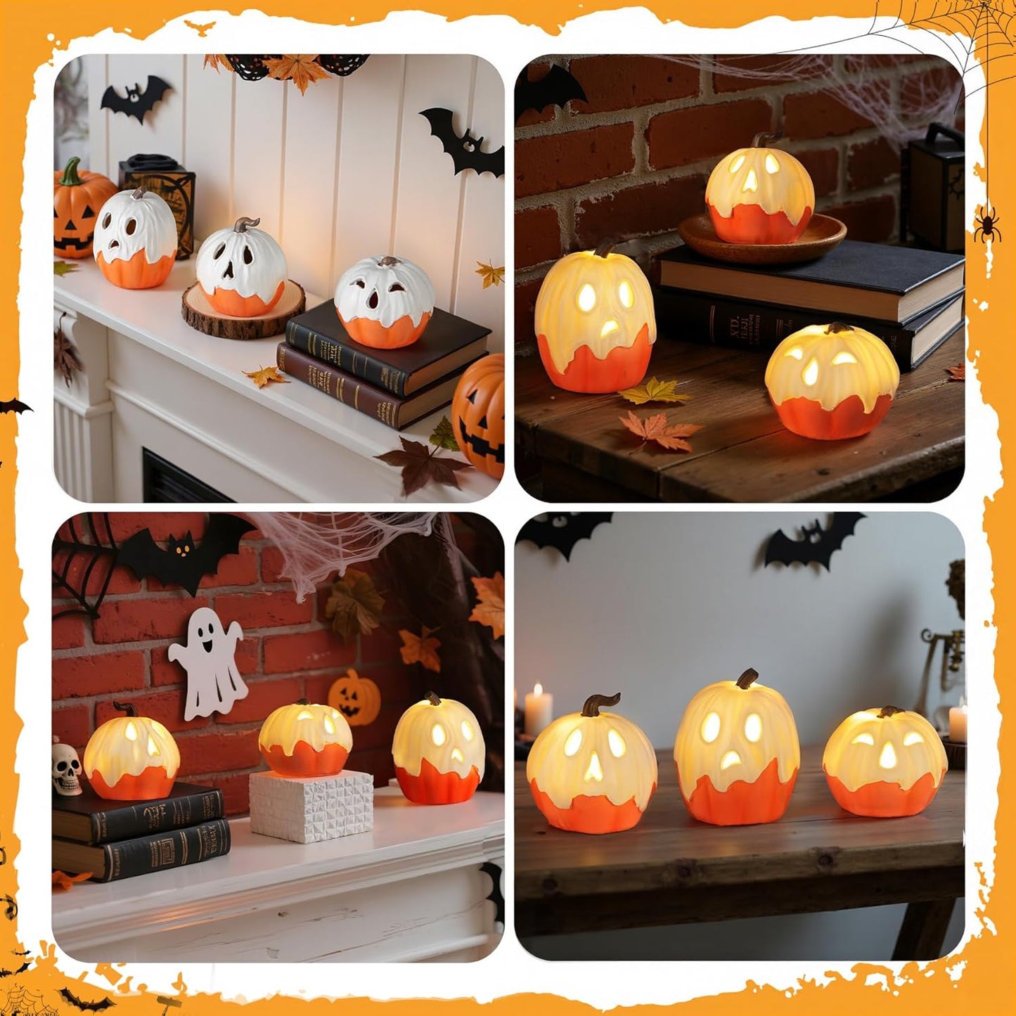 Halloween Decorations Light Up Ghost Pumpkin Set of 3 – Ready-to-Give Birthday Gift for Moms Obsessed with Halloween Decor