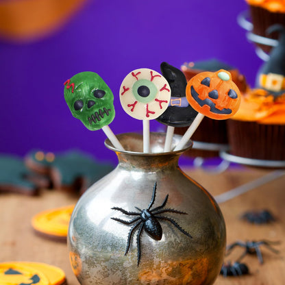 Halloween Lollipops 24 Pack No Artificial Dyes Individually Wrapped Safe Trick-or-Treat Candy for Kids and Classrooms