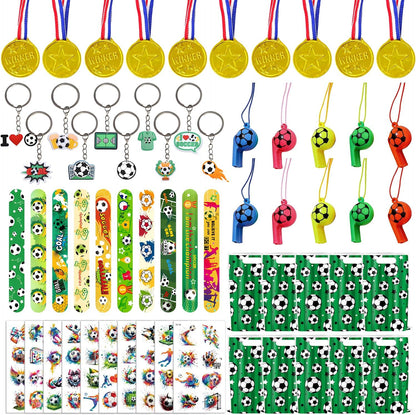 Happyhapi Soccer Home Party Supplies – 60 Design-Coordinated Favors with Slap Bracelets and Goodie Bags for a Polished Party Look