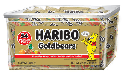 HARIBO Goldbears, Gummi Candy, 22.8 oz Tub (54 Packs) Assorted Flavors
