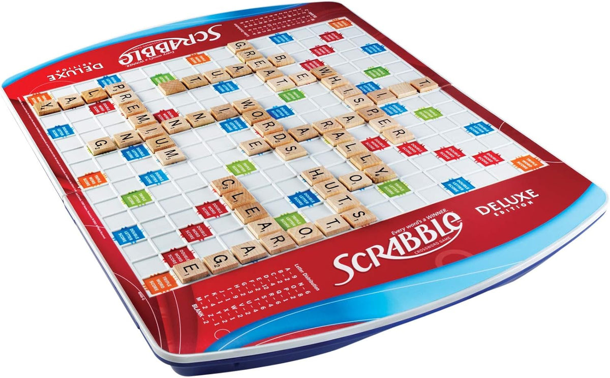 Hasbro Gaming Scrabble Deluxe Edition – Valentine's Day Gift for Her, Tabletop Word Game with Storage Case