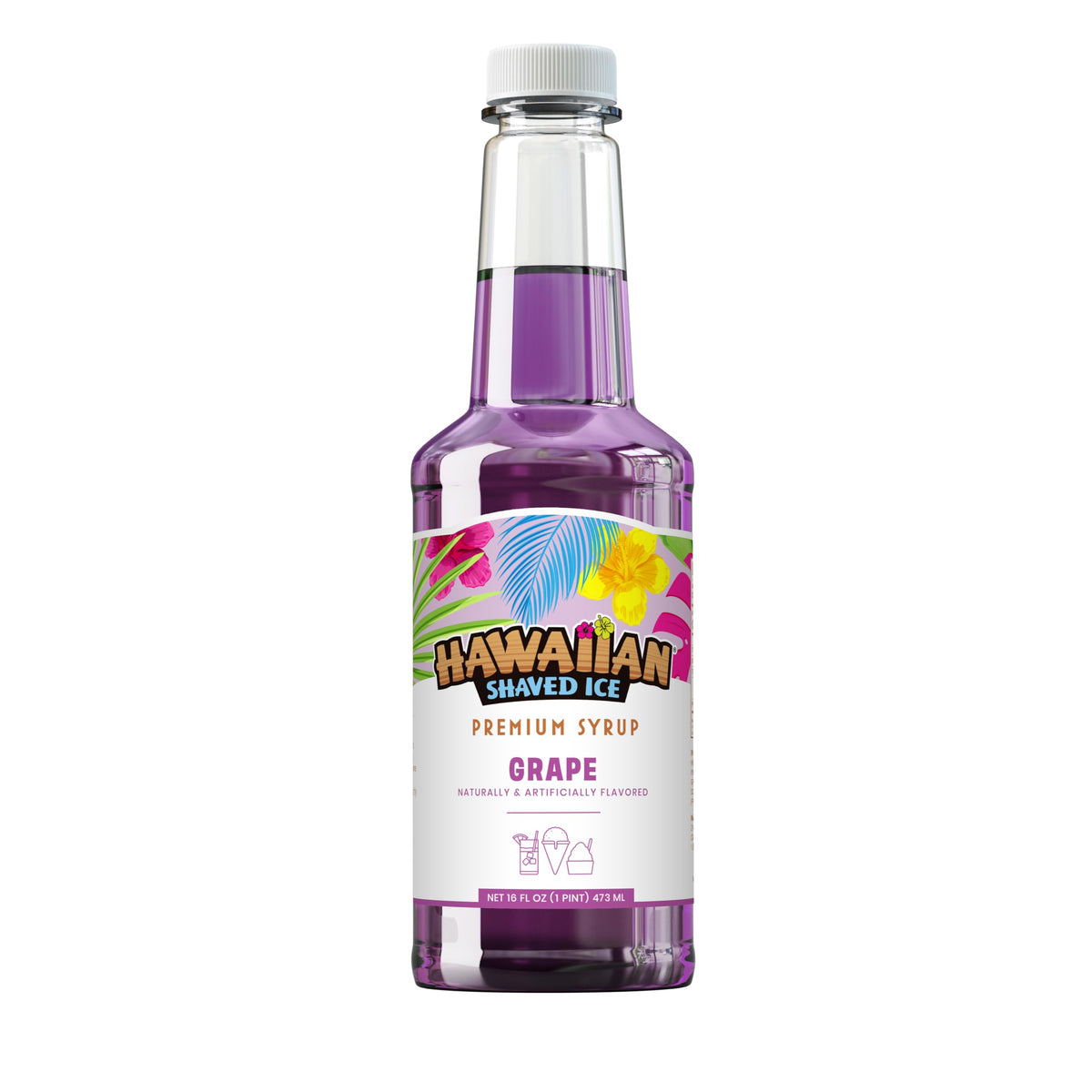Hawaiian Shaved Ice Grape Syrup - Nut Soy Dairy Free - Flavor Fluffy &amp;amp; Crunchy Snow Cones - Shelf Stable - Makes 8 Servings - 16 ounces