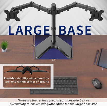 heavy-duty alloy steel base measuring 13" x 10.5" with scratch-protective padding