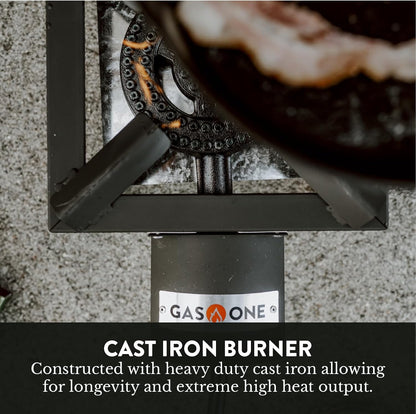 heavy-duty alloy steel frame with cast iron burner head
