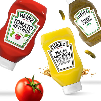 Heinz Kid-Approved Condiment Bundle – Squeeze Bottles of Ketchup, Relish and Mustard for Lunches and Dinners
