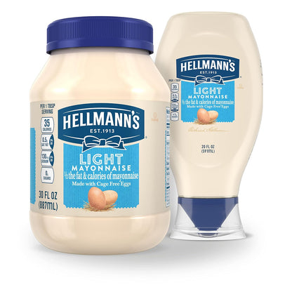 Hellmann's Light Mayonnaise 30 oz – Pantry Staple for Packing Lunches, Wraps, and After-School Snacks